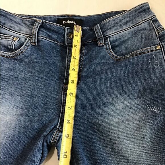 Desigual Straight Leg Distressed Jeans Denim Blue Size 28 - Picture 6 of 15